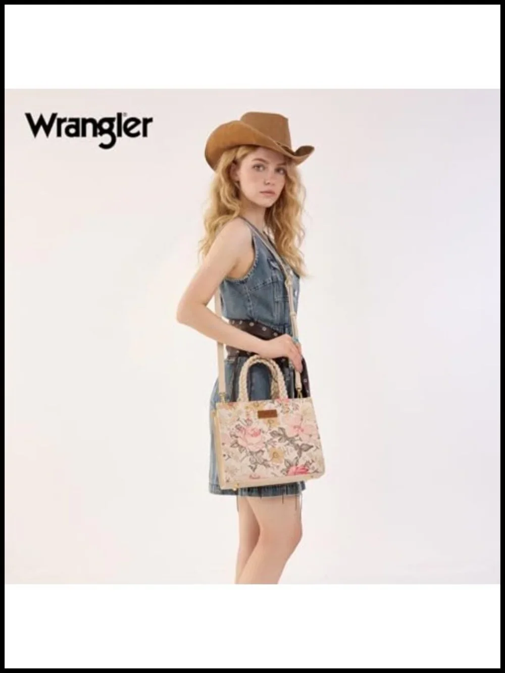 Wrangler Floral Tote Bag with Detachable Strap Faux Leather Purse